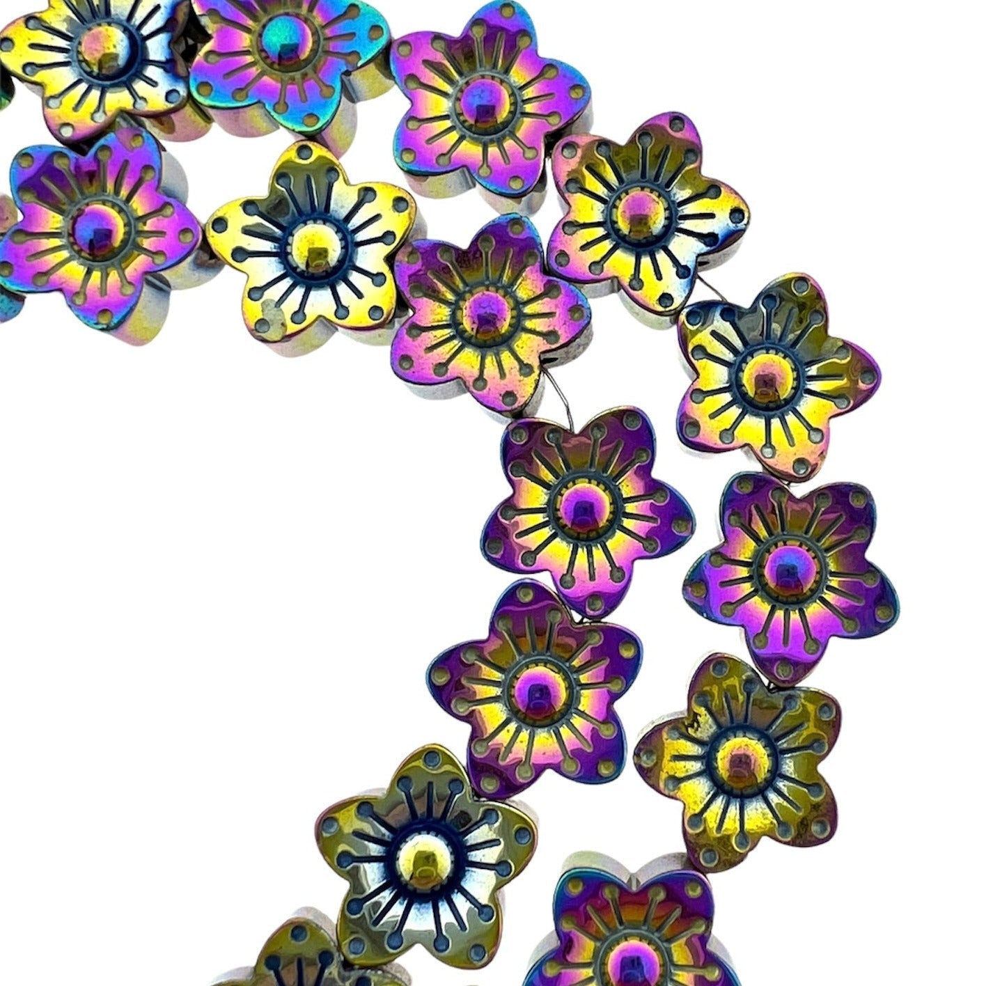 multicolor bloem hematiet 10x10x4mm - per stuk-Kralen-Kraaltjes van Renate