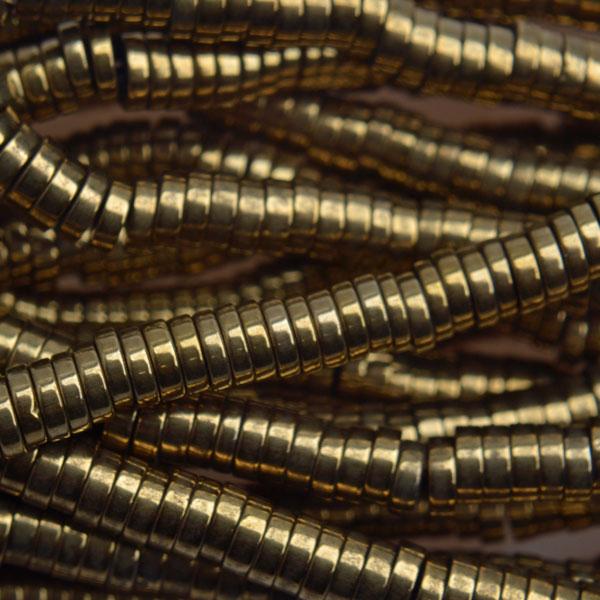 Hematiet disc dark gold plated 4x1mm - 25 stuks-Kraaltjes van Renate