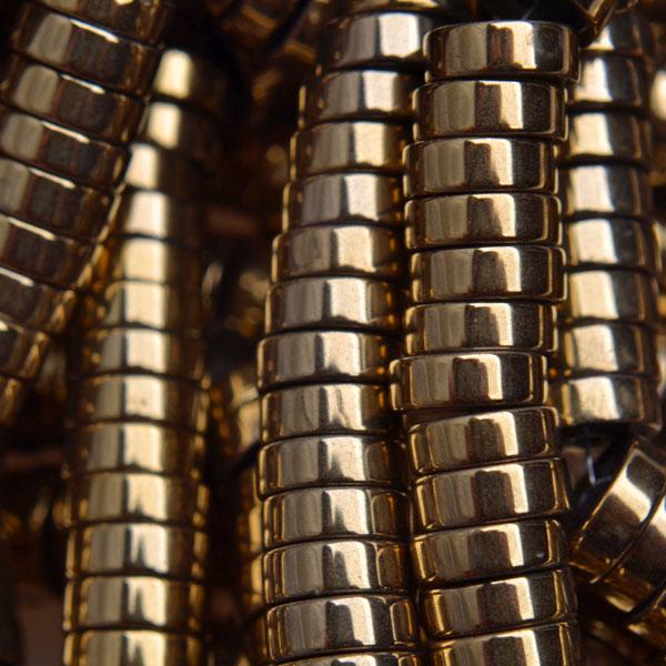 Hematiet disc dark gold plated 6x2mm - 20 stuks-Kraaltjes van Renate