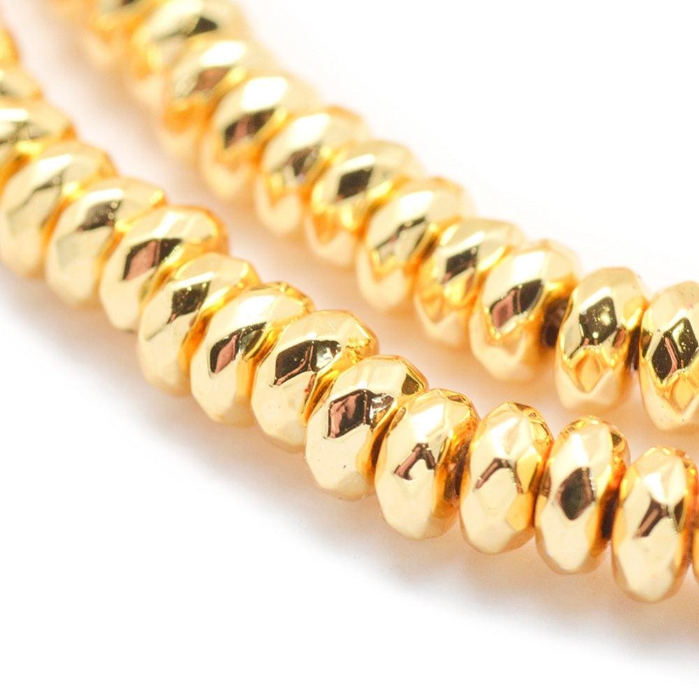 Hematiet disc facet gold plated 4x2mm - per 10 stuks-Kralen-Kraaltjes van Renate