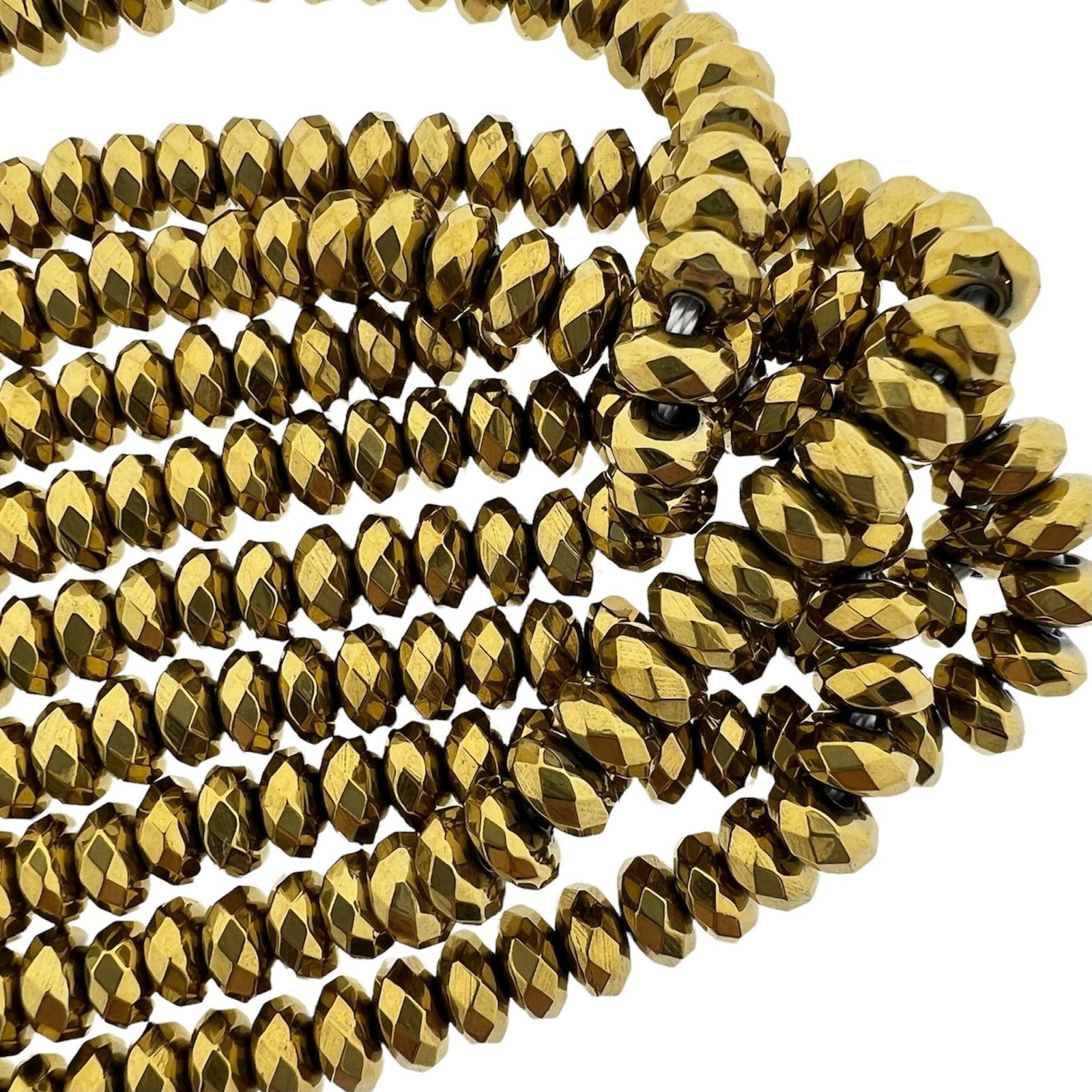 disc hematiet gold plated facet 6x3mm - per 10 stuks-Kralen-Kraaltjes van Renate
