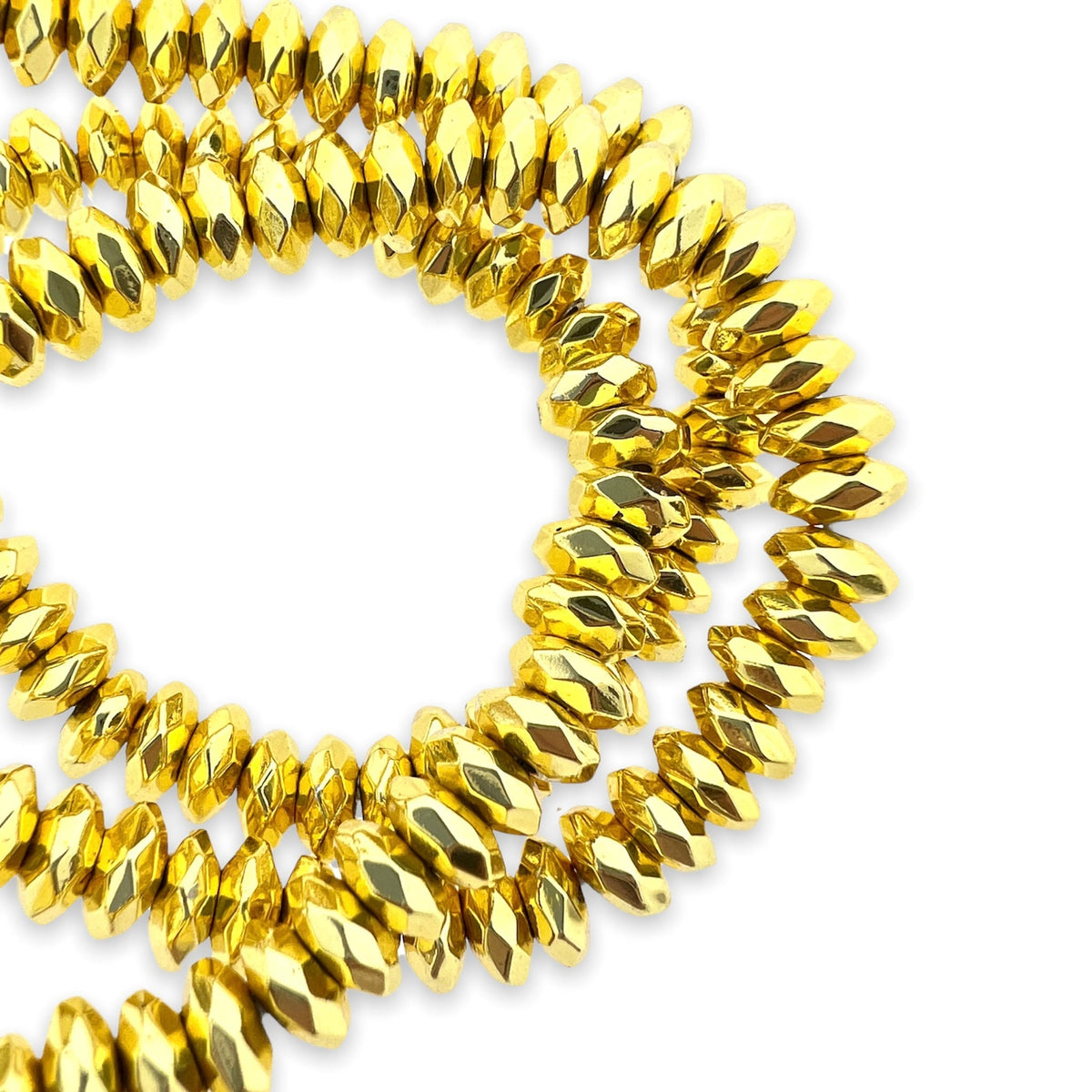 Hematiet disc plat facet gold plated 6mm - per 5 stuks-Kralen-Kraaltjes van Renate