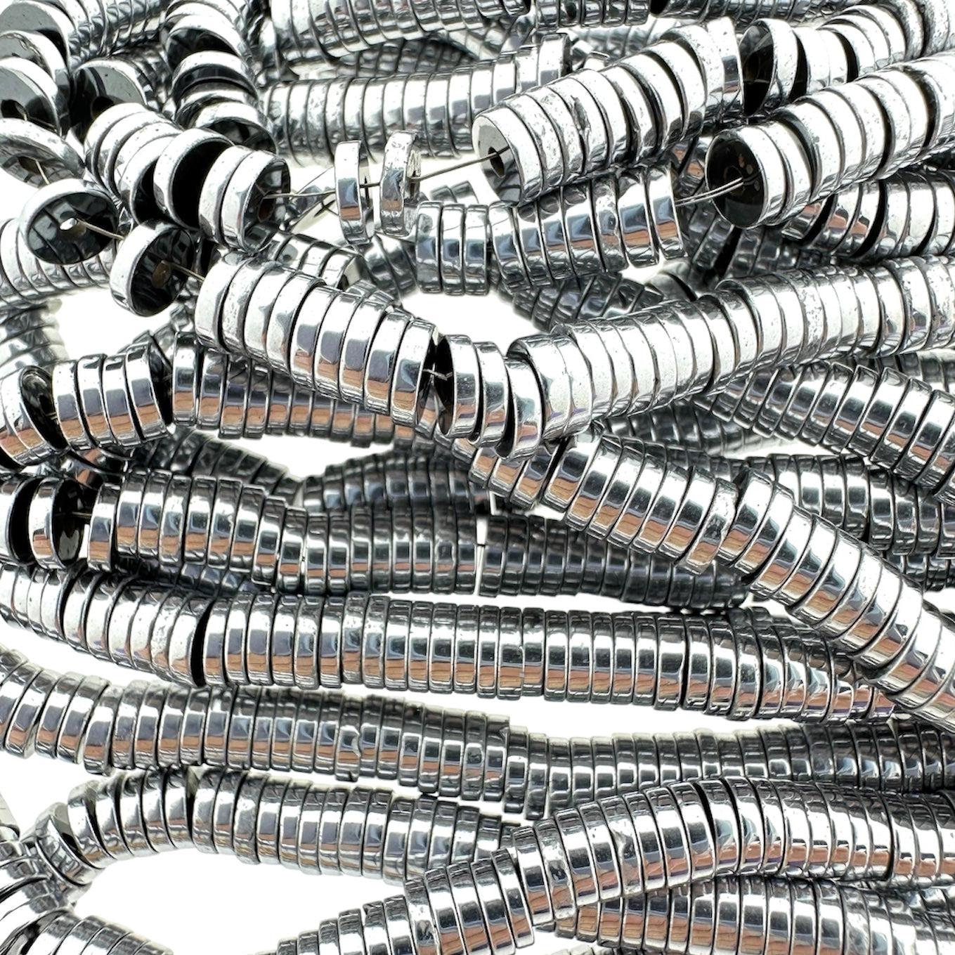 Hematiet disc silver plated 4mm - per 20 stuks-Kralen-Kraaltjes van Renate