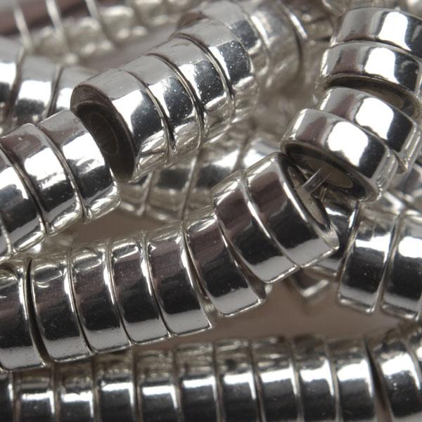 Hematiet disc silver plated 6x2mm - 20 stuks-Kraaltjes van Renate