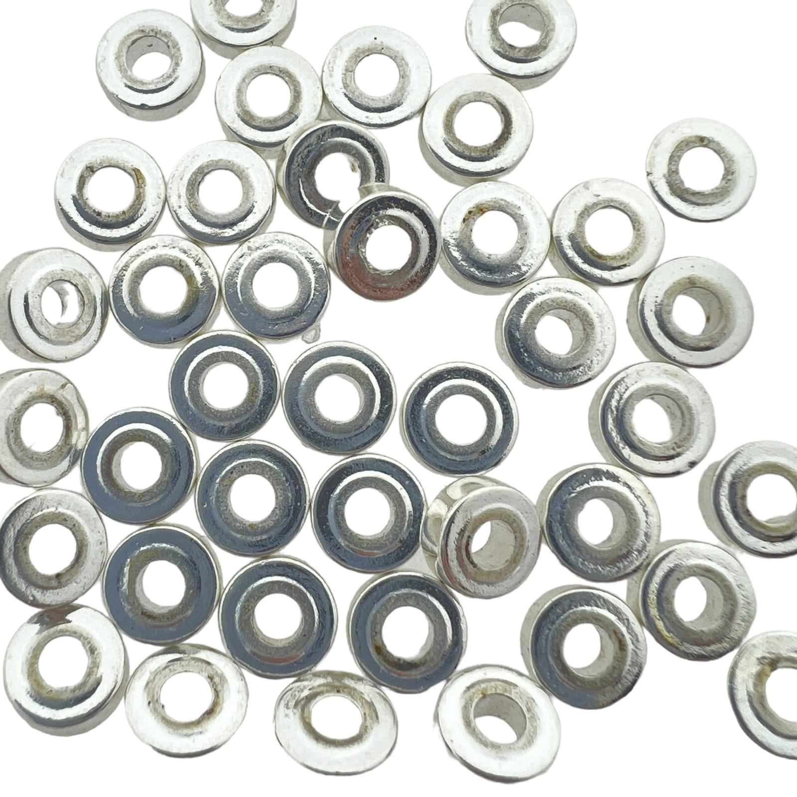 Hematiet disc silver plated 6x2mm - 20 stuks-Kralen-Kraaltjes van Renate