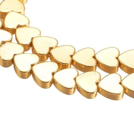 Hematiet electroplate hartje gold plated 5x6x2mm- per stuk-Kralen-Kraaltjes van Renate
