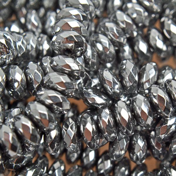 Hematiet facet disc dark silver plated 6x3mm - 15 stuks-Kraaltjes van Renate