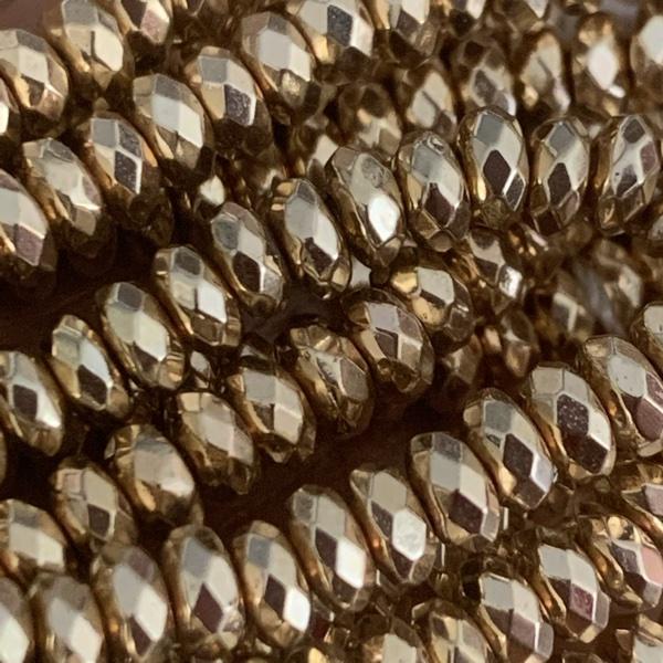 Hematiet facet disc gold plated 4x2mm - 15 stuks-Kraaltjes van Renate