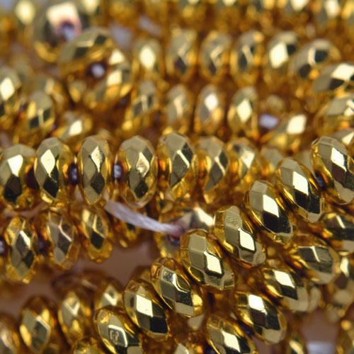Hematiet facet disc gold plated 6x3mm - 10 stuks-Kraaltjes van Renate