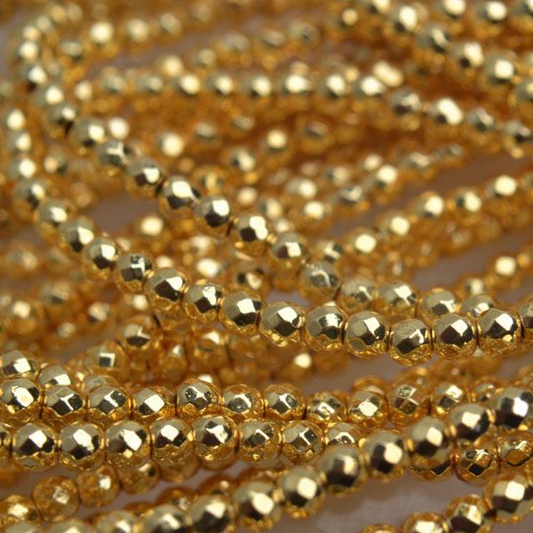 Hematiet facet rond gold plated 2mm - 20 stuks-Kraaltjes van Renate