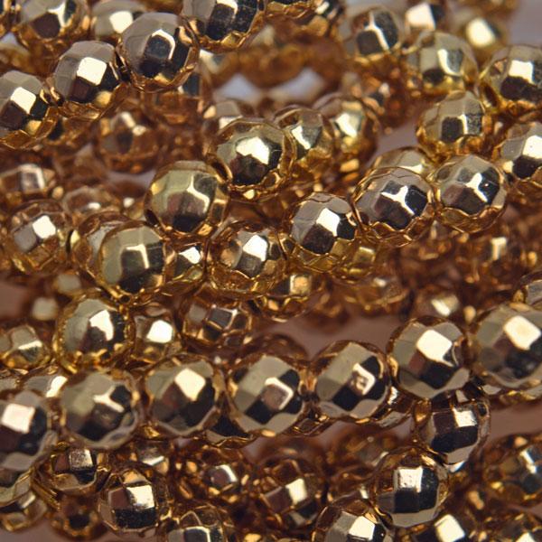 Hematiet facet rond gold plated 4mm - 15 stuks-Kraaltjes van Renate