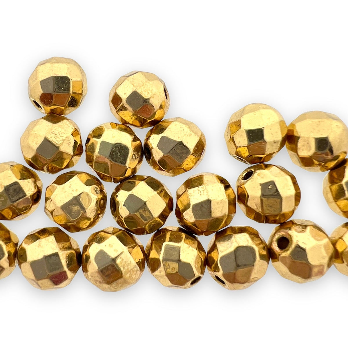 Hematiet facet rondel golden plated 6mm - 10 stuks-Kralen-Kraaltjes van Renate