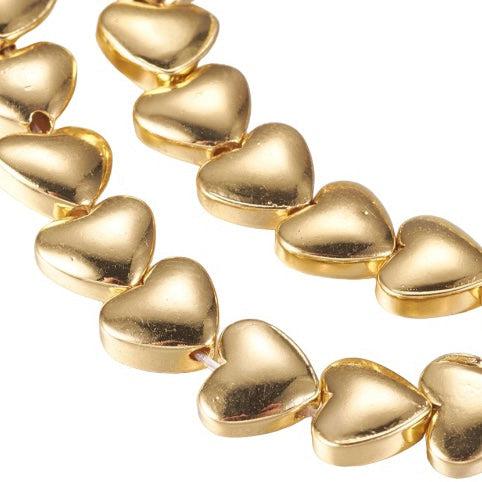 Hematiet hartje gold plated 5x6x2.5mm- per stuk-Kralen-Kraaltjes van Renate