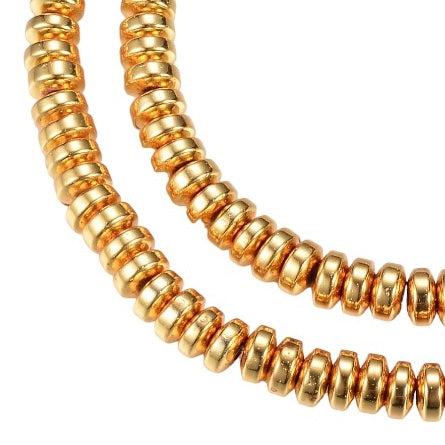 Hematiet kraal disc gold plated 6x3mm - per 20 stuks-Kralen-Kraaltjes van Renate