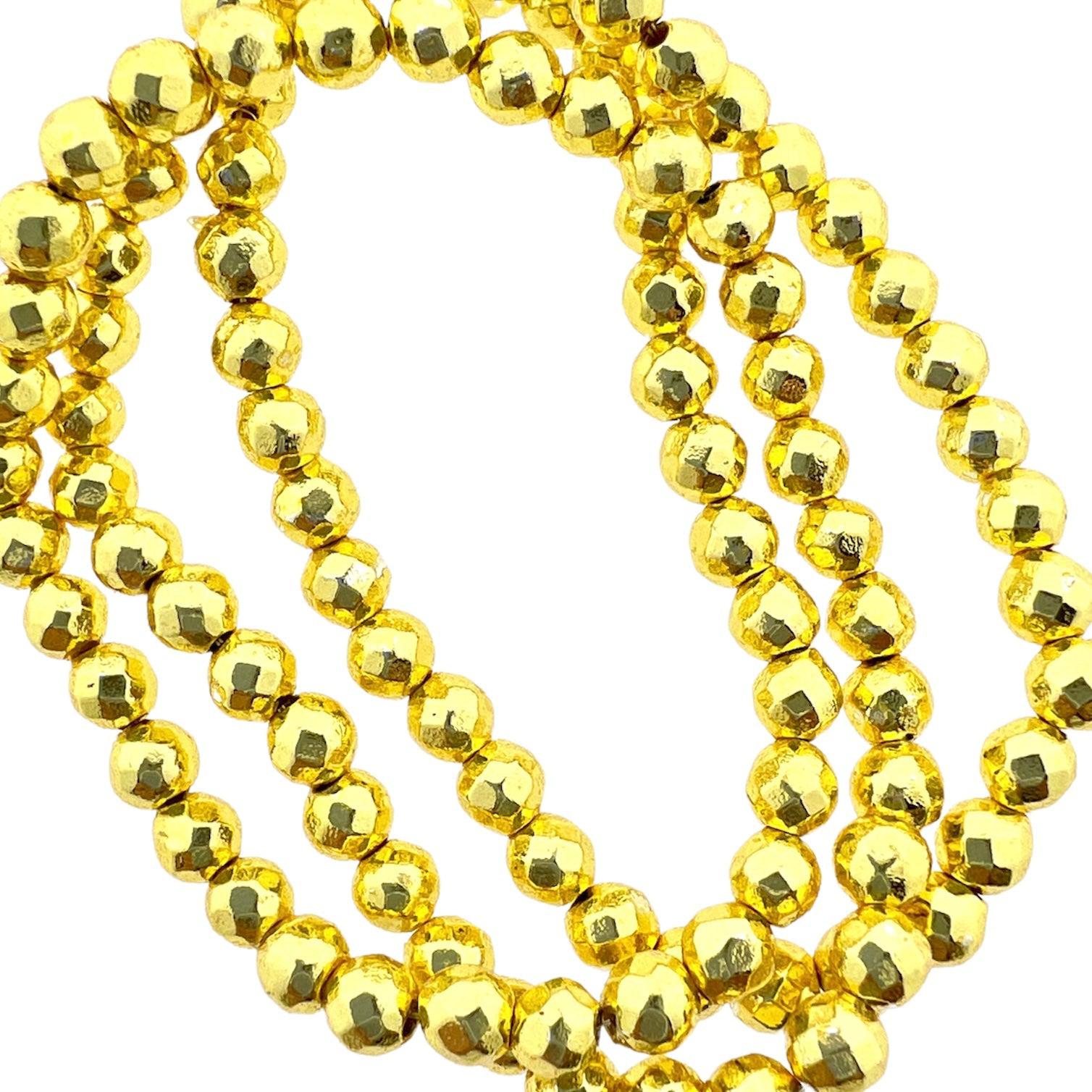 kraal Hematiet gold plated rond 6mm - per stuk-Kralen-Kraaltjes van Renate