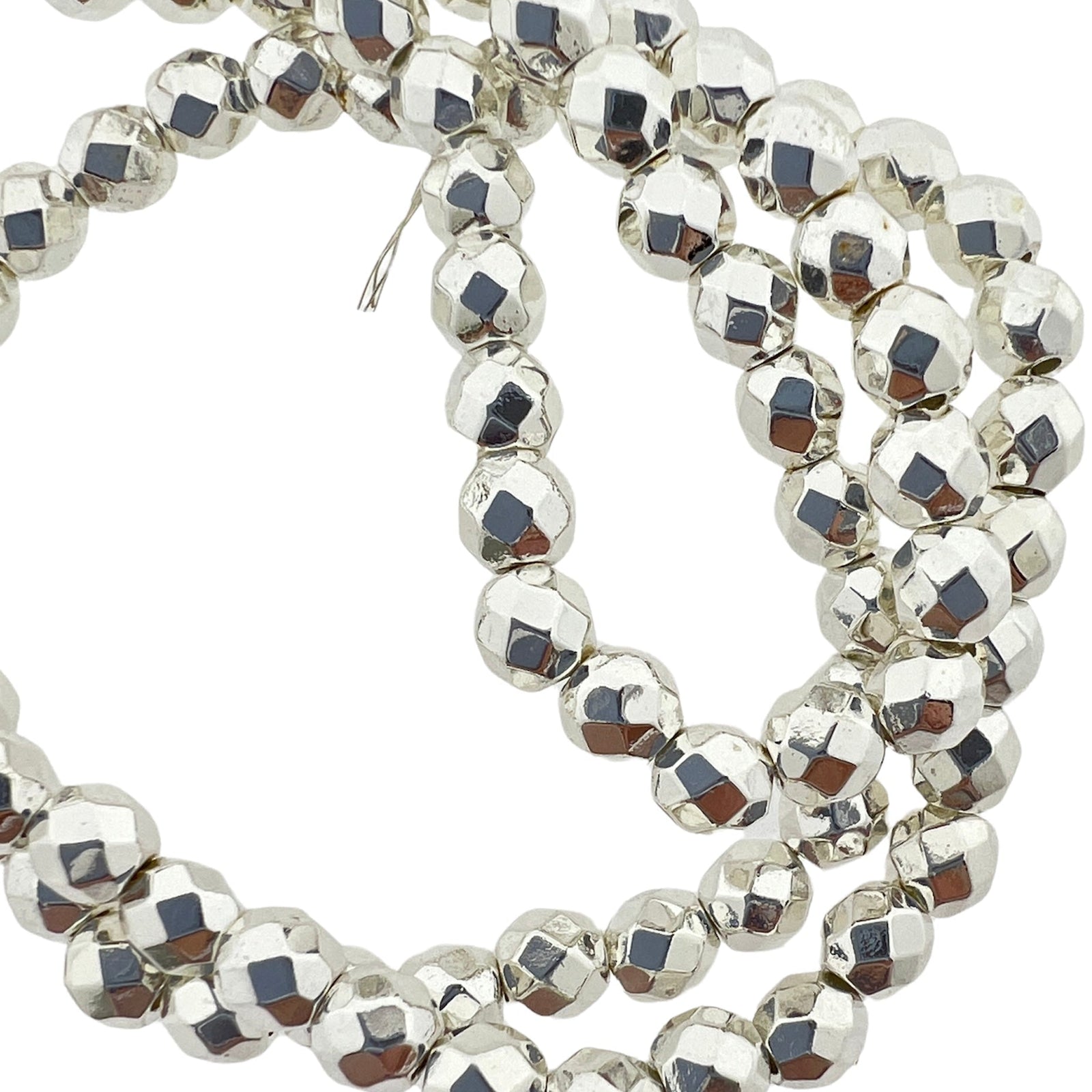 kraal Hematiet silver plated facet 4mm - 10 stuks-Kralen-Kraaltjes van Renate