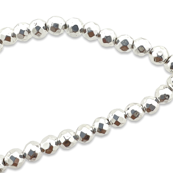 Hematiet kraal facet silver plated 4mm - 20 stuks-Kralen-Kraaltjes van Renate