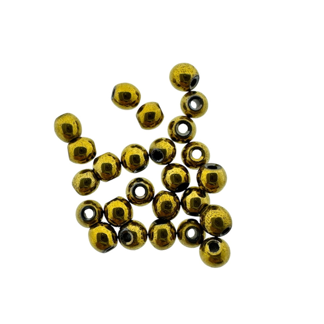 Hematiet kraal golden plated 3mm - per 25 stuks-Kralen-Kraaltjes van Renate