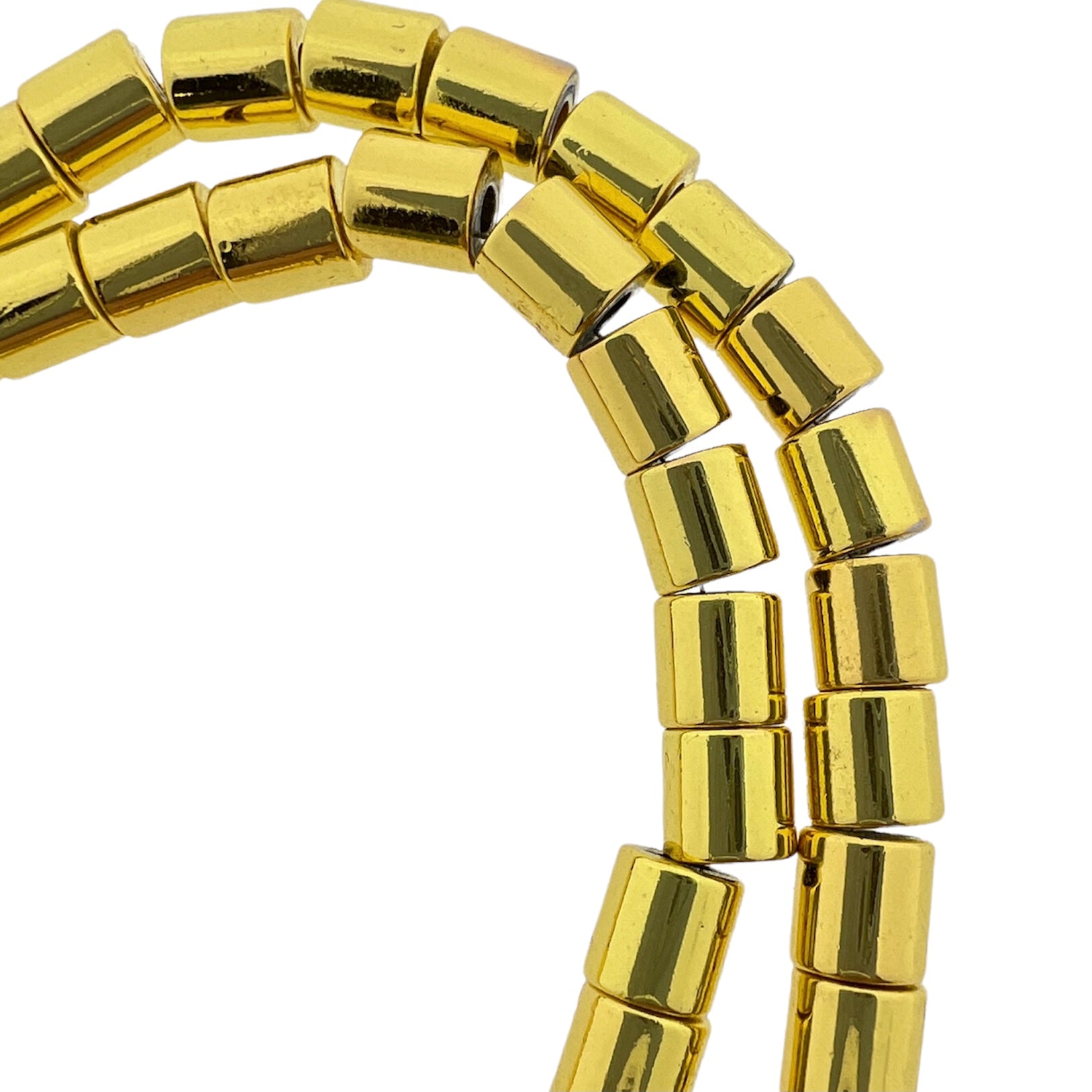 kraal Hematiet gold plated tube 6mm - per 6 stuks-Kralen-Kraaltjes van Renate
