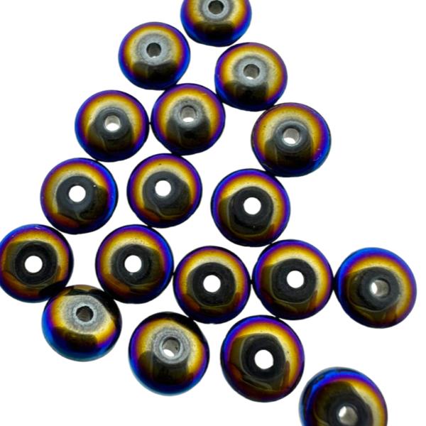 Hematiet kralen discs rainbow plated 6x2mm- per 20 stuks-Kralen-Kraaltjes van Renate