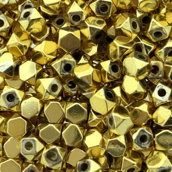 Hematiet plated goud facet 3x3mm - 15 stuks-Kraaltjes van Renate