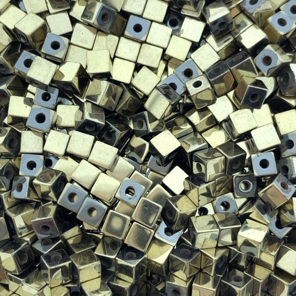 Hematiet plated platinum goud vierkant 3x3mm - 25 stuks-Kraaltjes van Renate
