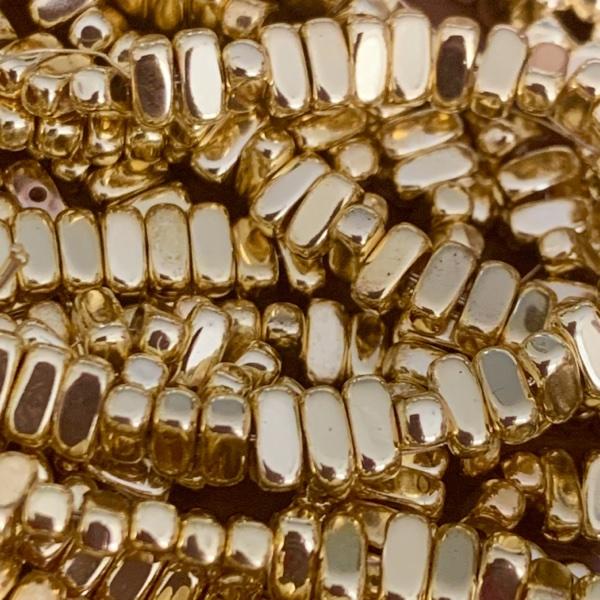 Hematiet rechthoek gold plated 2x4x2mm - 15 stuks-Kraaltjes van Renate