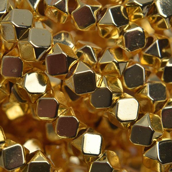 Hematiet vierkant facet gold plated 5x4mm - 10 stuks-Kraaltjes van Renate