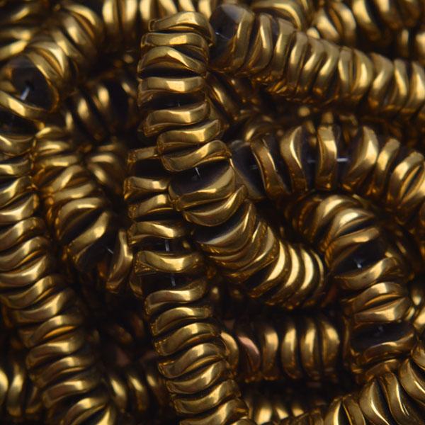 Hematiet wavy disc dark gold plated 6x2mm - 25 stuks-Kraaltjes van Renate