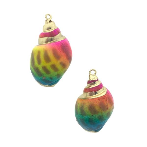Hoornschelp bedel Multicolor-Goud ±35x20mm-Kraaltjes van Renate