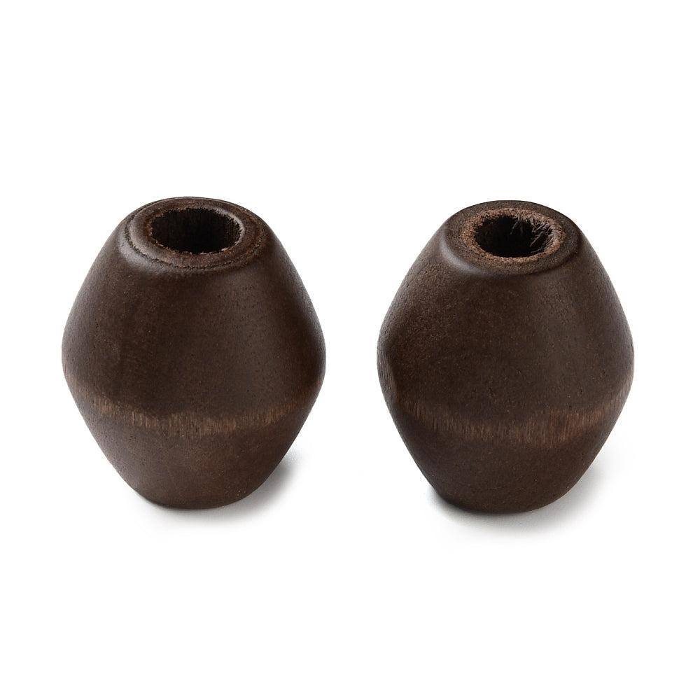 Houten Kralen Groot Gat Bicone Donkerbruin 20mm - 15 stuks-Kralen-Kraaltjes van Renate