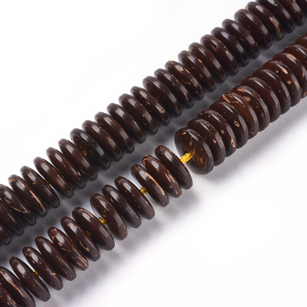 Houten Kralen Kokos Disc Donkerbruin 10x3mm - 10 stuks-Kralen-Kraaltjes van Renate