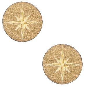 Houten cabochon ster Gold 12mm-Kraaltjes van Renate