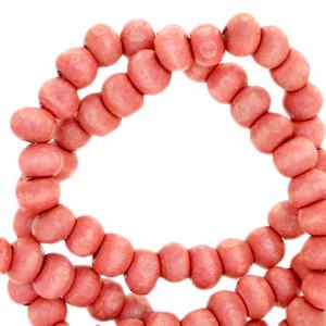 Houten kralen Nature hout-burnt coral pink 8mm - 50 stuks-Kraaltjes van Renate