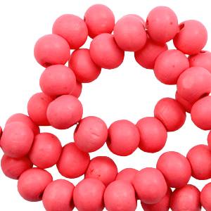 Houten kralen rond Calypso coral pink 8mm - 50 stuks-Kraaltjes van Renate