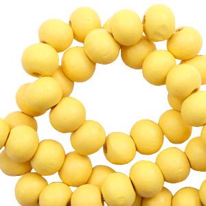Houten kralen rond Lemon drop yellow 8mm - 50 stuks-Kraaltjes van Renate