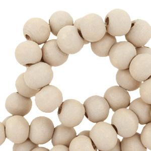 Houten kralen rond Semolina beige 8mm - 50 stuks-Kraaltjes van Renate