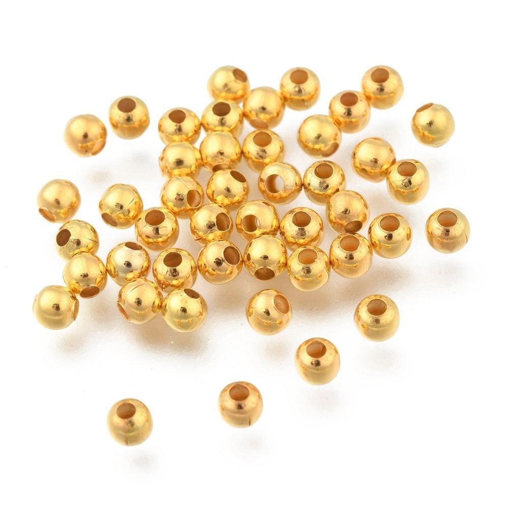 IJzeren Spacerkralen Rond Goud 4mm - per 75 stuks-Kralen-Kraaltjes van Renate
