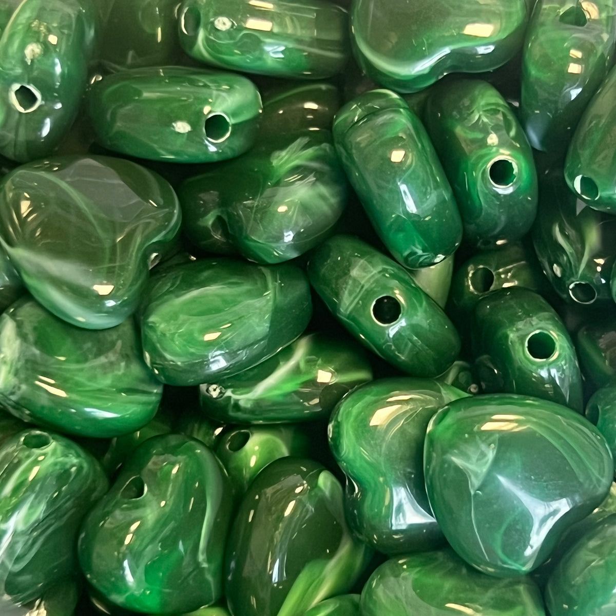 Acryl kraal hart groen 14mm - per stuk-Kralen-Kraaltjes van Renate