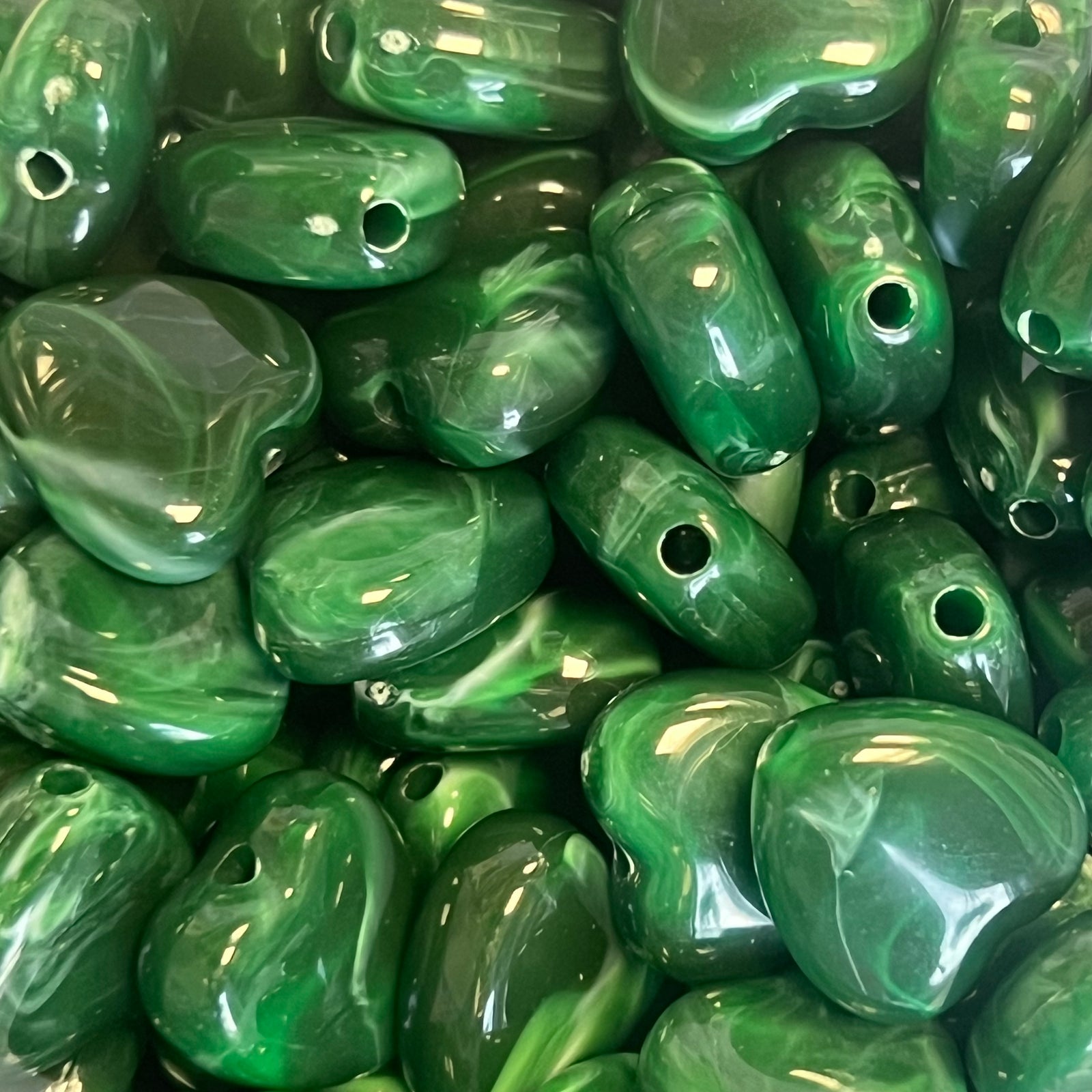 Acryl kraal hart groen 14mm - per stuk-Kralen-Kraaltjes van Renate