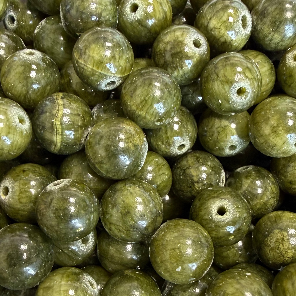 Natuurlijke Edelsteen Jade Kralen Rond Olijfgroen 10mm - per stuk