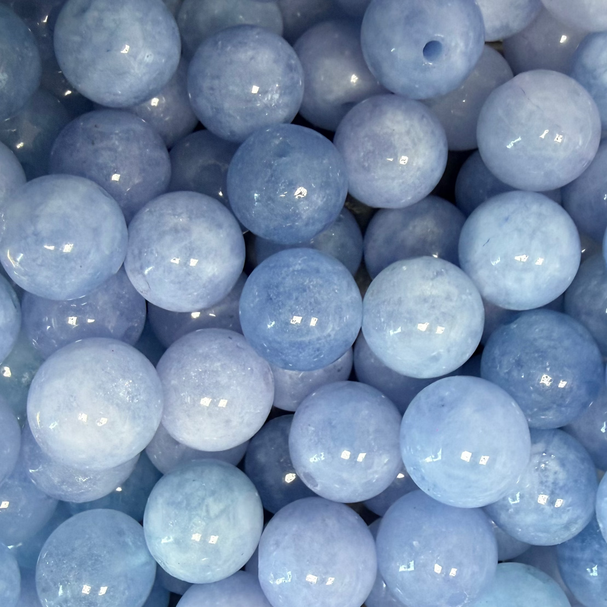 Natuurlijke Edelsteen Jade Kralen Rond Korenbloem Blauw 10mm - per stuk