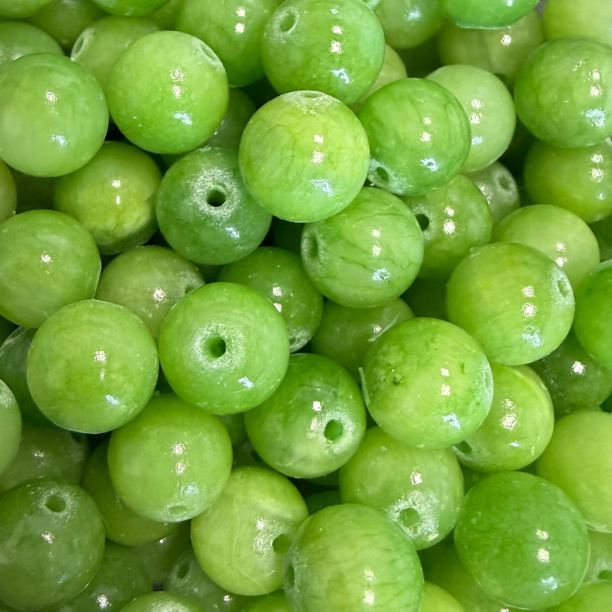 Edelsteen Jade Kralen Rond Licht Olijfgroen 10mm - per stuk