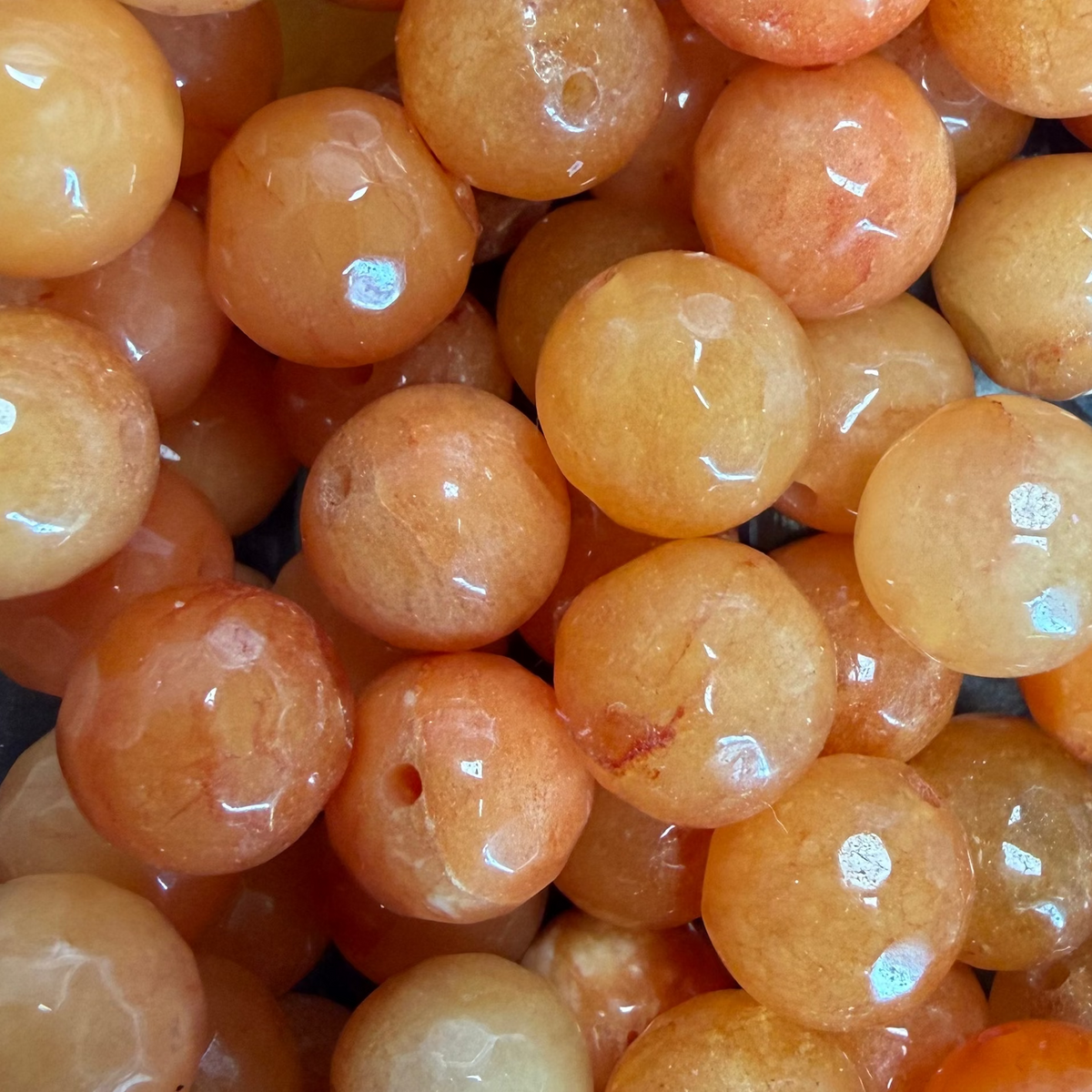 Natuurlijke Edelsteen Jade Kralen Facet Rond Peach 10mm - per stuk