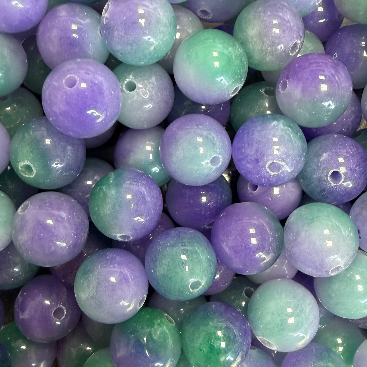 Natuurlijke Edelsteen Jade Kralen Facet Rond Paars / Groen 10mm - per stuk