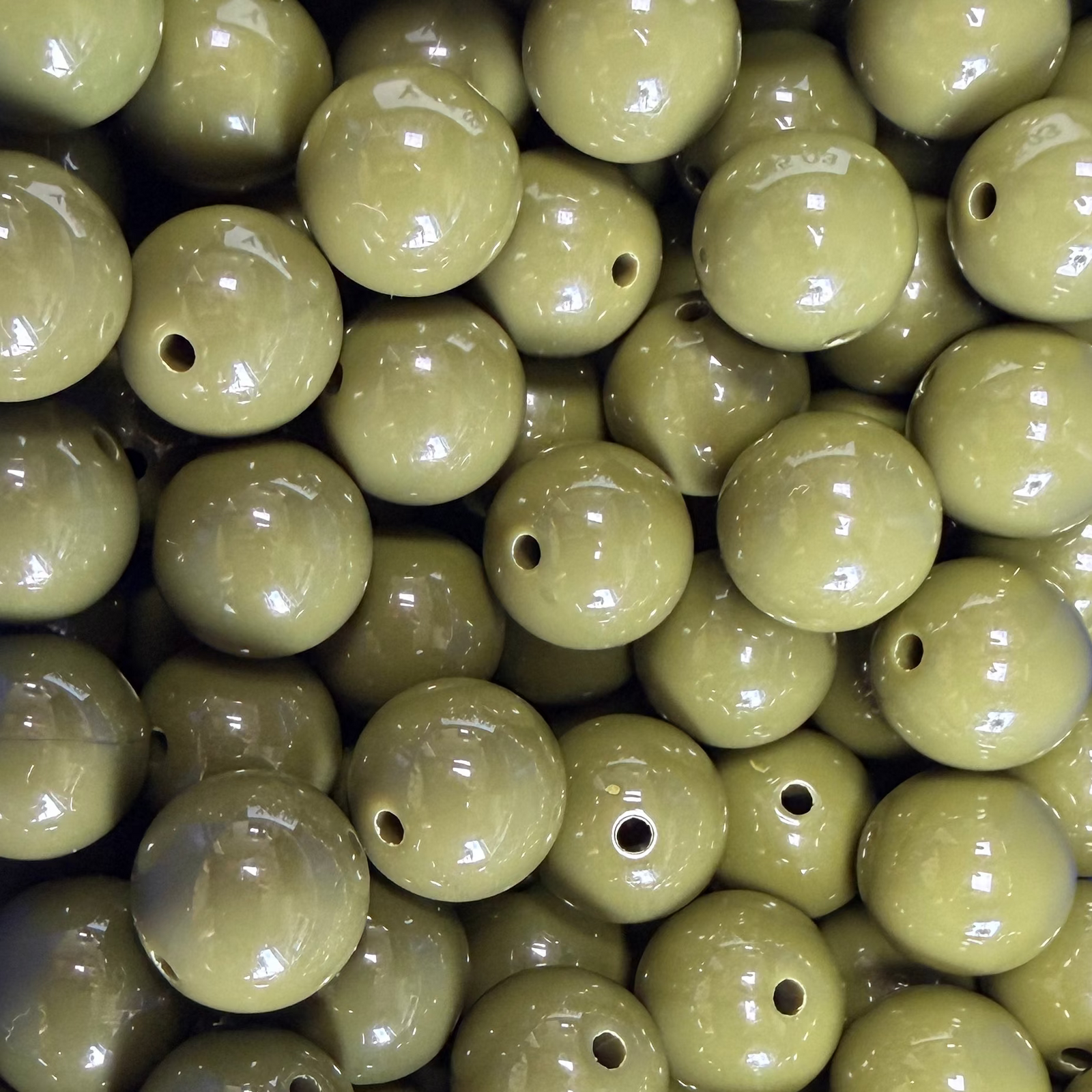 Acryl Kralen Rond Legergroen 14mm - per stuk