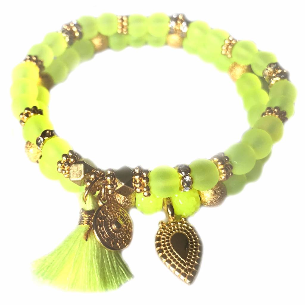 Ibiza armbanden set Neon Geel goud-Kraaltjes van Renate