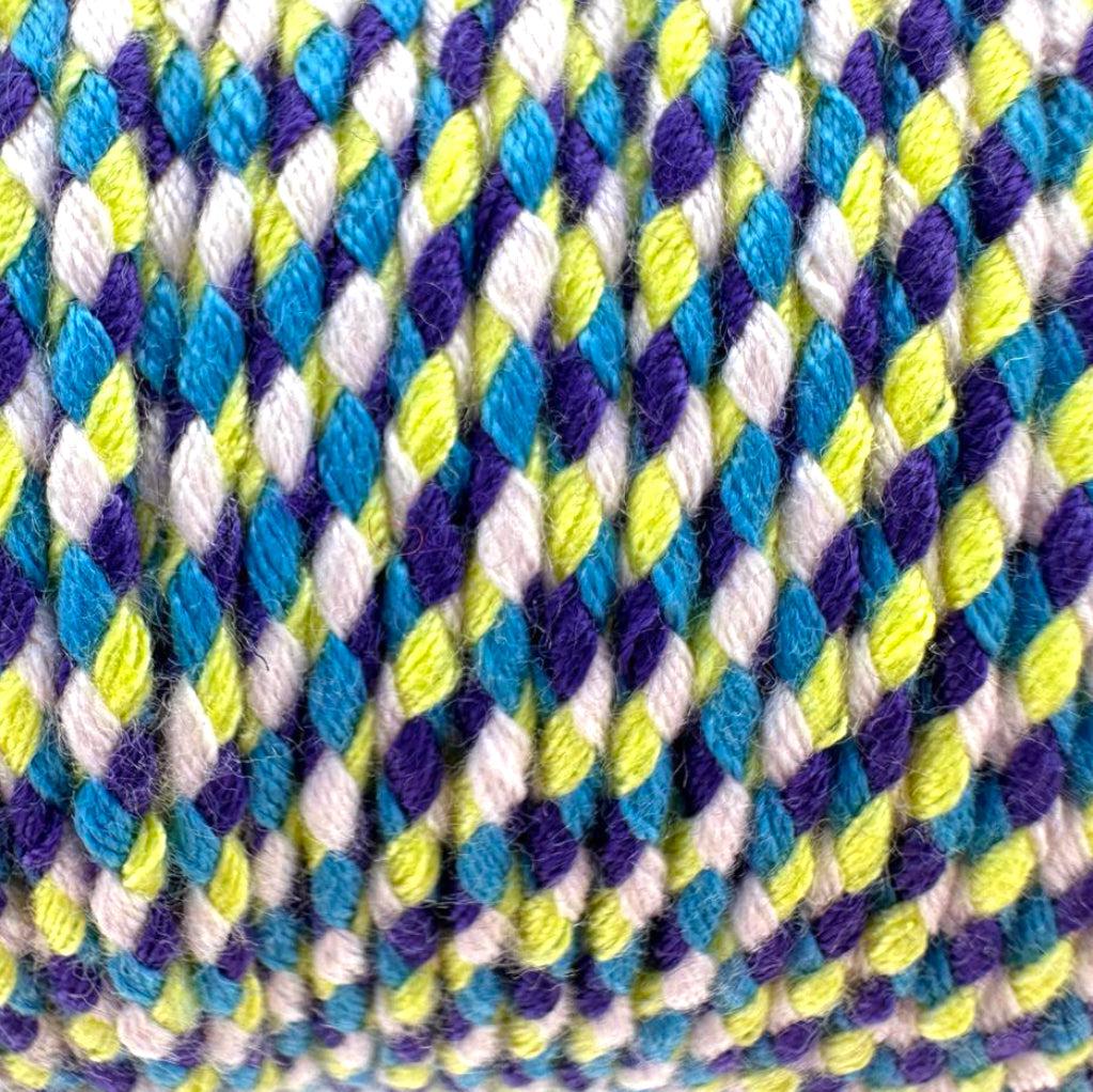 Ibiza gevlochten koord Blauw/wit/geel ±1,8mm - 1 meter-koord-Kraaltjes van Renate