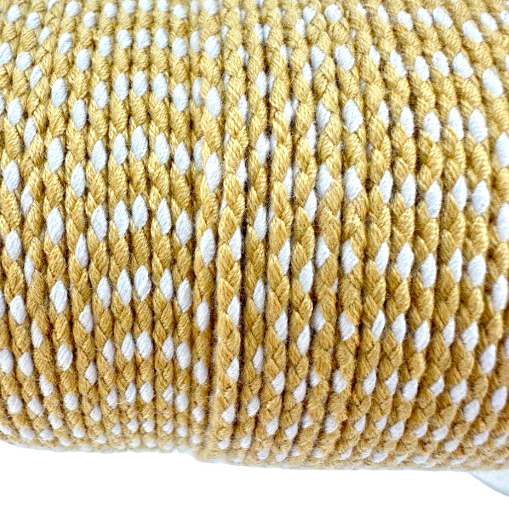 Ibiza gevlochten koord LichtBruin/wit ±1,8mm - 1 meter-koord-Kraaltjes van Renate