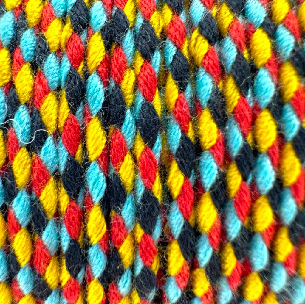 Ibiza gevlochten koord Rood/zwart/geel/turquoise ±1,8mm - 1 meter-koord-Kraaltjes van Renate